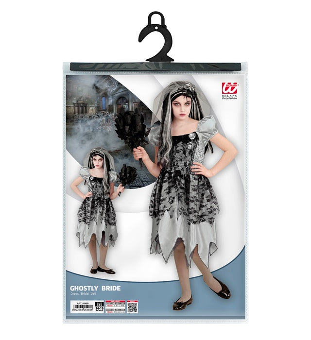 Geisterbraut Kostümkleid mit Brautschleier in dunklem Design für Fasnacht