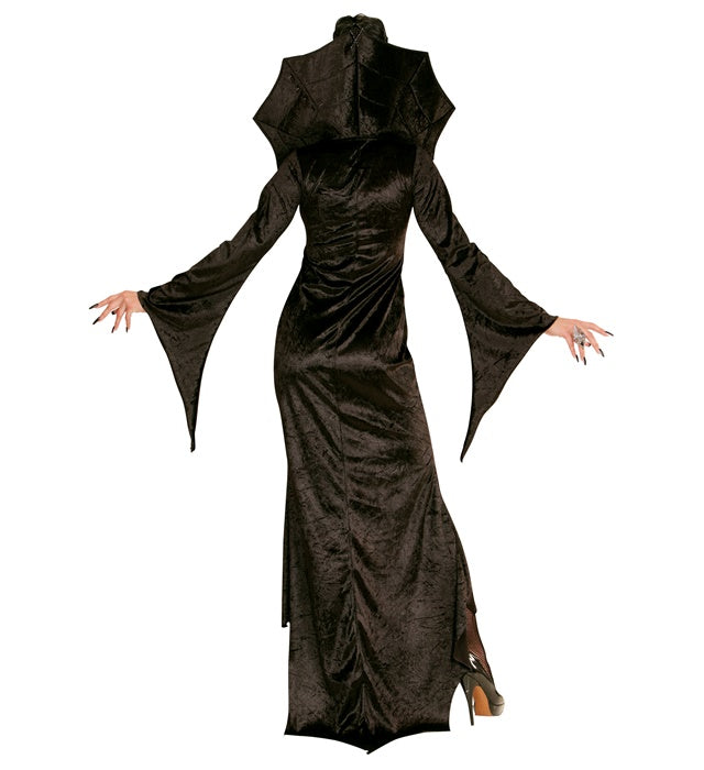 Spiderella Kleid schwarz mit Spinnenmuster für Fasnacht und Mottopartys