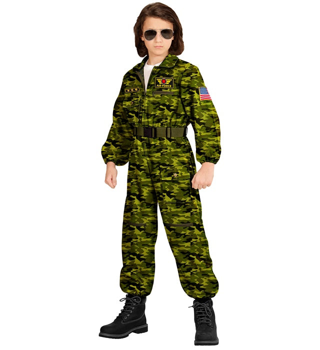 Kampfjetpilot Kostüm Overall mit Gürtel für Fasnacht und Karneval