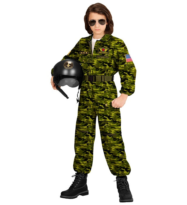 Kampfjetpilot Kostüm Overall mit Gürtel für Fasnacht und Karneval