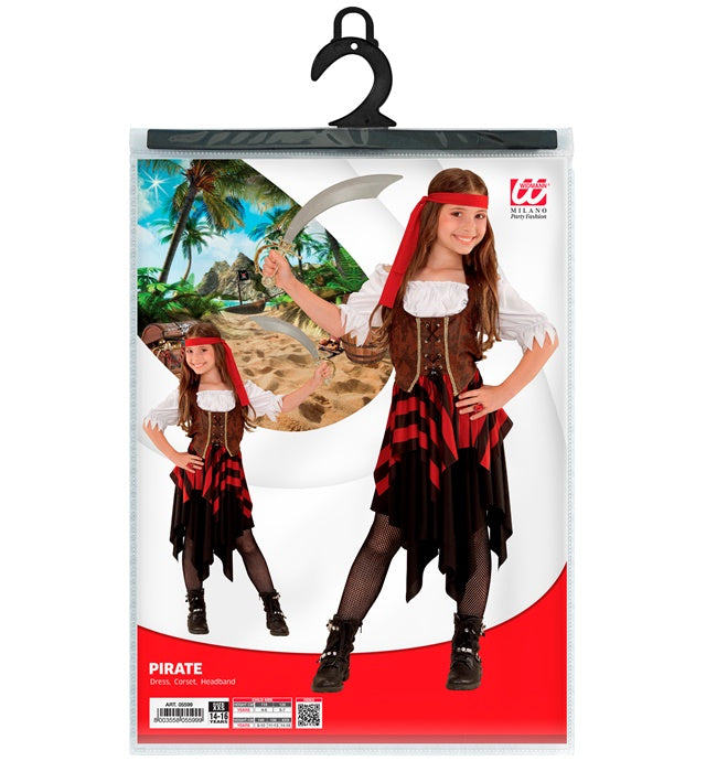 Piratin Kostüm Set mit Kleid, Korsett und Kopfband für Fasnacht
