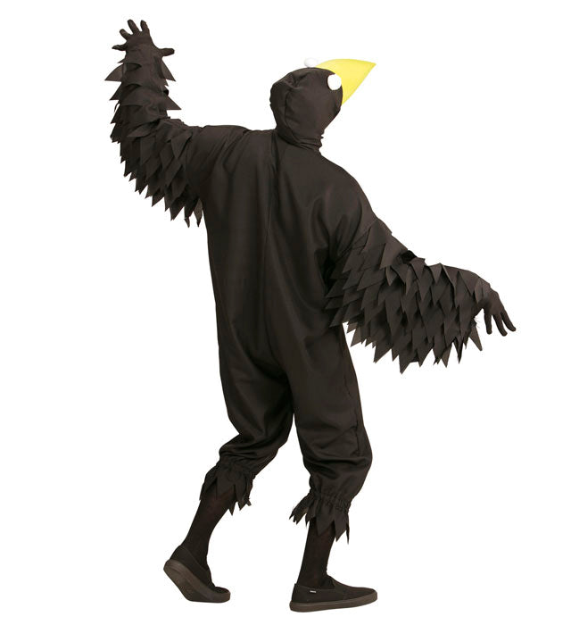 Rabe Overall Kostüm mit Kapuze in Schwarz für Fasnacht und Karneval