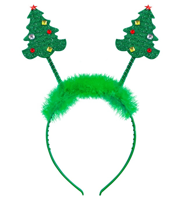 Weihnachtsbaum Haarreif mit grünen Tannenzweigen und festlicher Dekoration