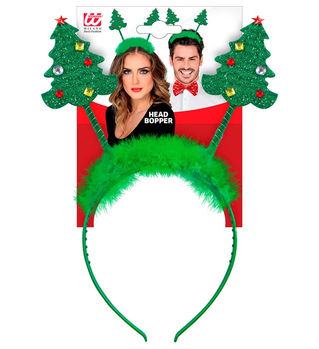 Weihnachtsbaum Haarreif mit grünen Tannenzweigen und festlicher Dekoration
