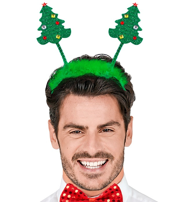Weihnachtsbaum Haarreif mit grünen Tannenzweigen und festlicher Dekoration