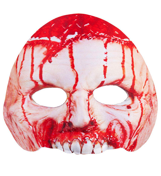 Blutige Psycho-Maske aus Stoff mit gruseligen Details für Halloween