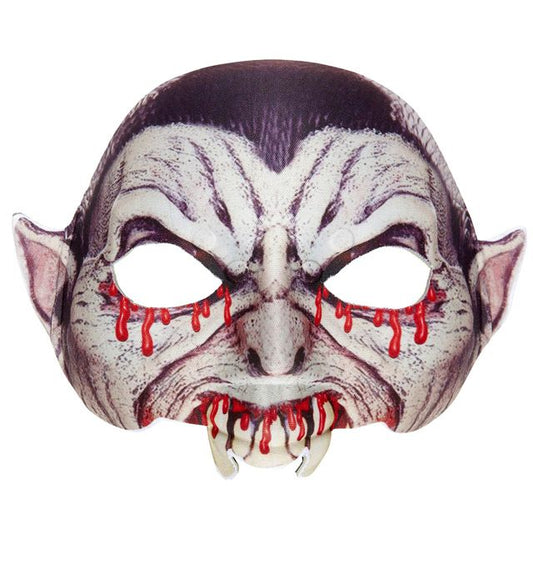 Kinnlose Vampir-Maske aus schwarzem Stoff für Halloween und Fasnacht