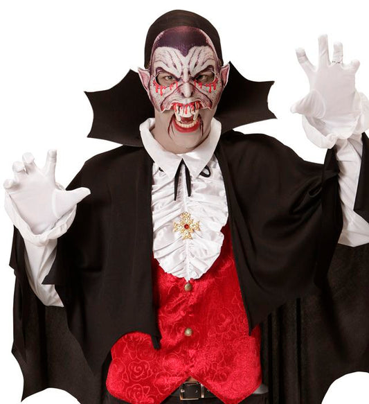 Kinnlose Vampir-Maske aus schwarzem Stoff für Halloween und Fasnacht