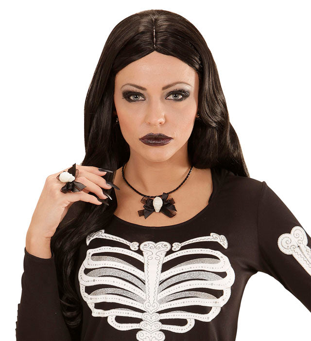 Ring mit Totenkopf und Schleife als Halloween Accessoire
