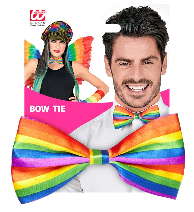 Bunte Regenbogen-Fliege als Accessoire für Fasnacht und Mottopartys
