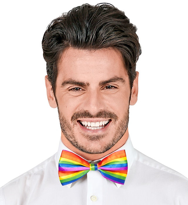 Bunte Regenbogen-Fliege als Accessoire für Fasnacht und Mottopartys