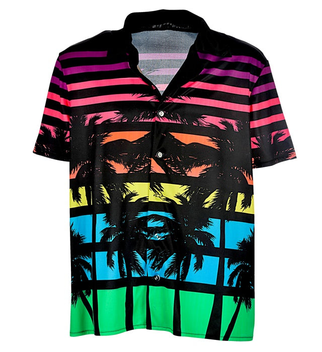 80er Jahre Miami Stil Hemd mit buntem Retro-Design für Fasnacht