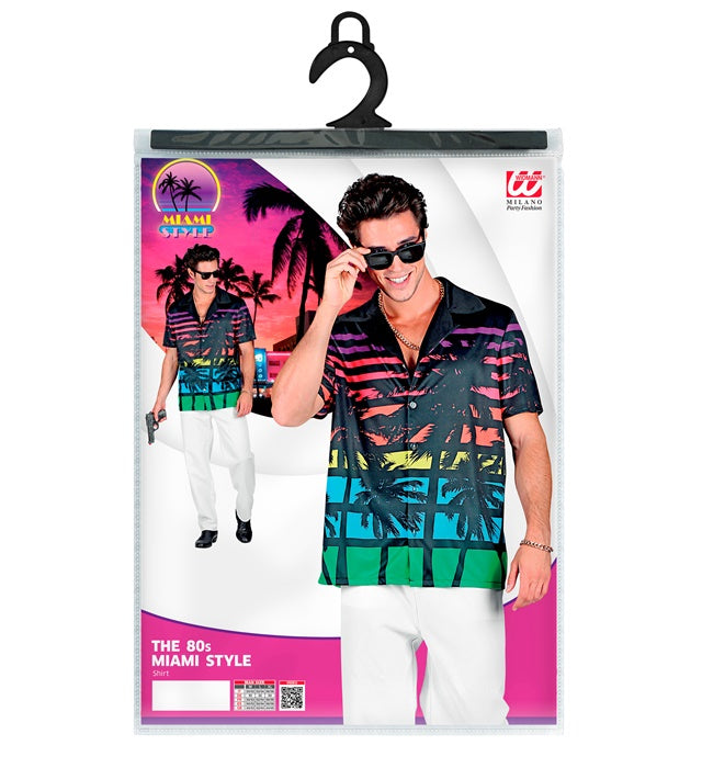 80er Jahre Miami Stil Hemd mit buntem Retro-Design für Fasnacht