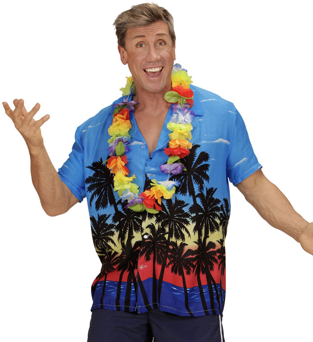 Buntes Hawaiihemd mit Palmenmuster für Fasnacht und Karneval