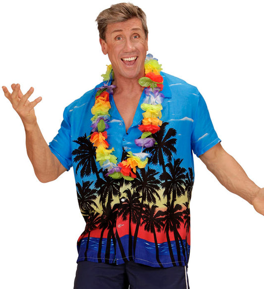 Buntes Hawaiihemd mit Palmenmuster für Fasnacht und Karneval