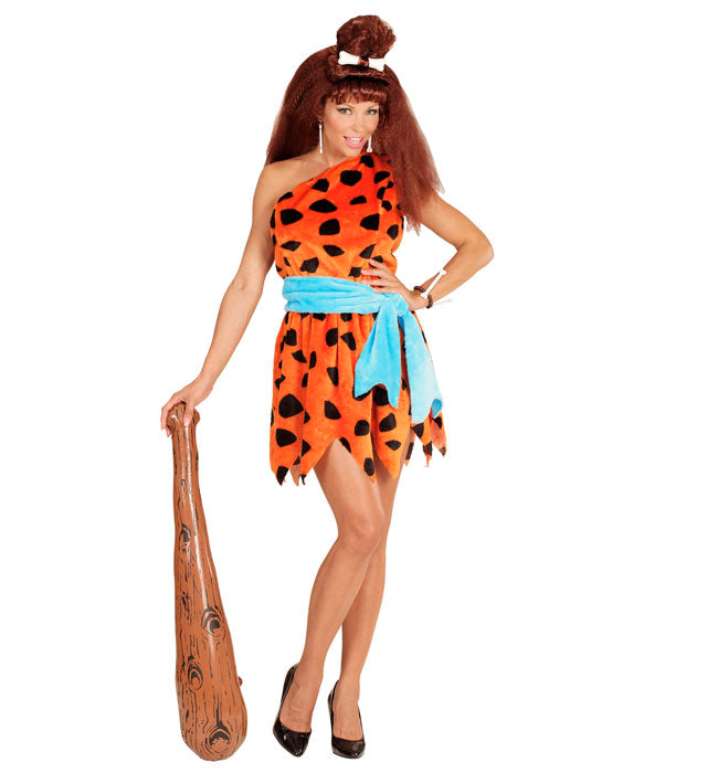 Steinzeitfrau Kostüm bestehend aus Kleid und Gürtel, ideal für Fasnacht und Karneval