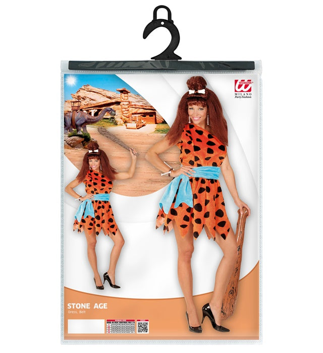Steinzeitfrau Kostüm bestehend aus Kleid und Gürtel, ideal für Fasnacht und Karneval
