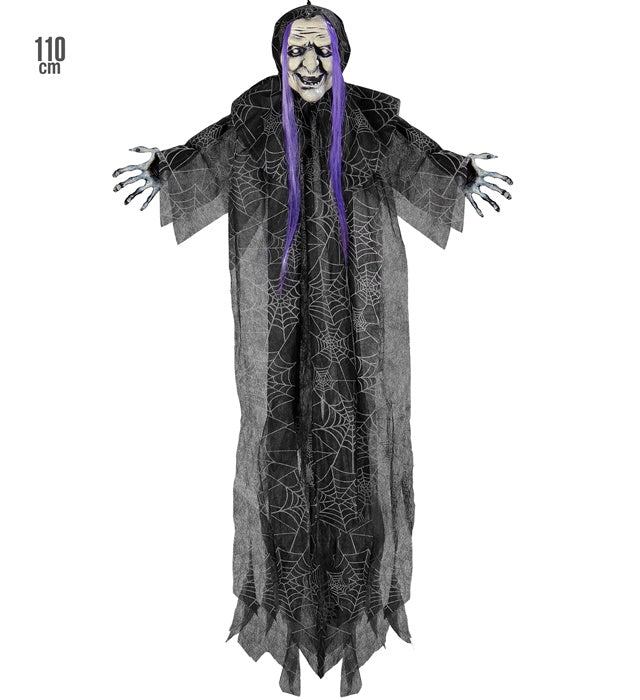 Detaillierte Hexenfigur 110 cm als Halloween- und Fasnachtdekoration