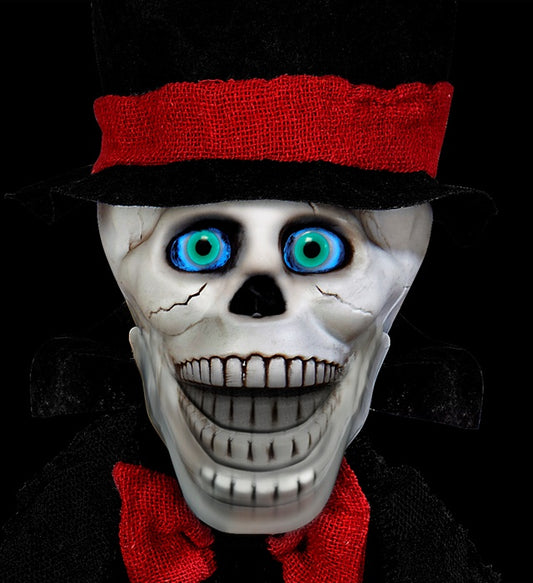 Sprechender Totenkopf Bräutigam mit blinkenden LED-Augen und beweglichem Mund, 80 cm gross