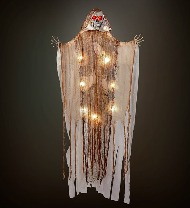 Leuchtender Sensemann mit roten LED-Augen und Sense, 170 cm Halloween Dekoration