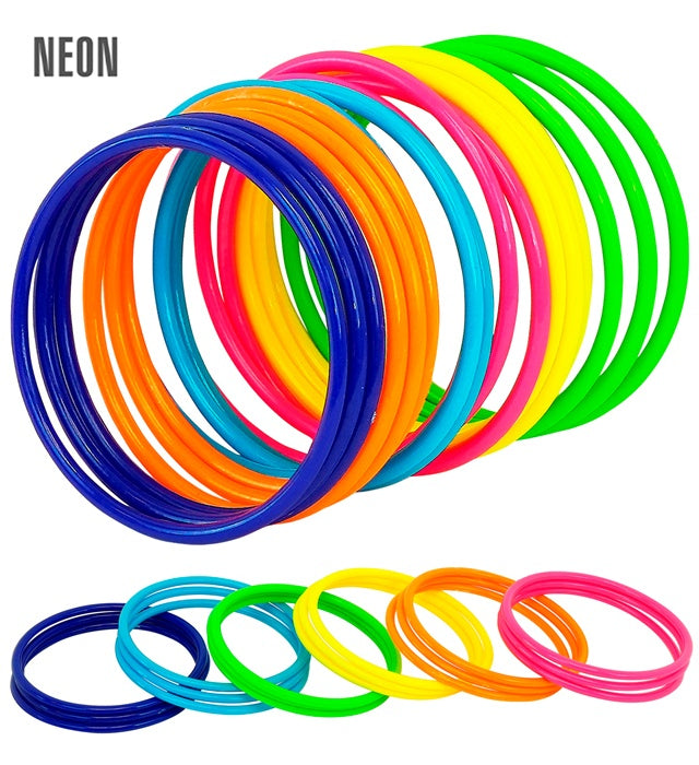 Set mit 18 bunten Multicolor Armreifen für Fasnacht und Karneval