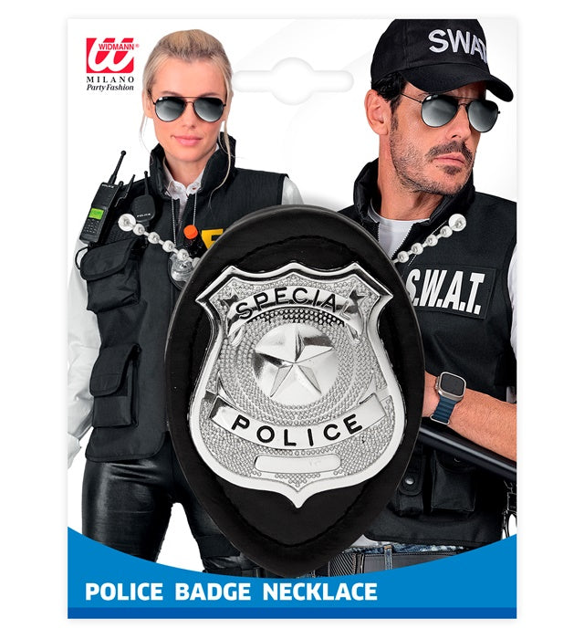 Polizeimarke mit Halskette als Fasnacht-Accessoire