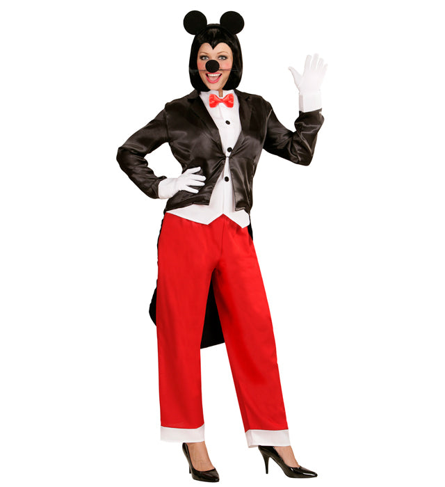 Miss Mouse Kostüm mit schwarzem Frack, Weste, Fliege, Hose und Mausohren