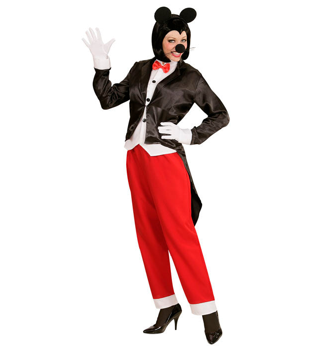 Miss Mouse Kostüm mit schwarzem Frack, Weste, Fliege, Hose und Mausohren
