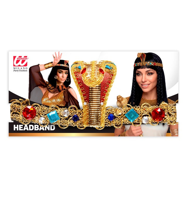 Deluxe Stirnband Ägypterin mit Schlangenmotiv und funkelnden Edelsteinen
