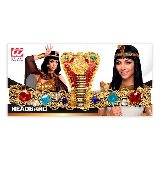 Deluxe Stirnband Ägypterin mit Schlangenmotiv und funkelnden Edelsteinen