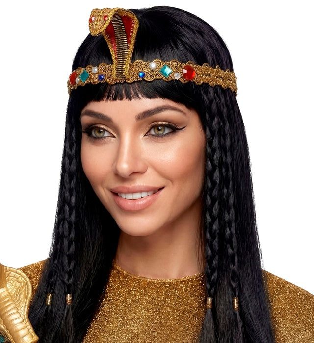 Deluxe Stirnband Ägypterin mit Schlangenmotiv und funkelnden Edelsteinen