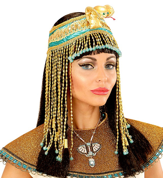 Deluxe Kopfbandschmuck Ägypterin mit Schlange und Perlen auf weißem Hintergrund