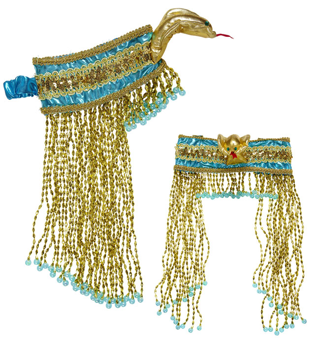 Deluxe Kopfbandschmuck Ägypterin mit Schlange und Perlen auf weißem Hintergrund