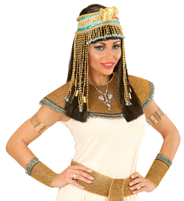 Deluxe Kopfbandschmuck Ägypterin mit Schlange und Perlen auf weißem Hintergrund