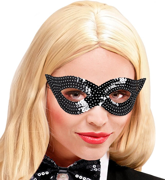 Augenmaske mit schwarzen Pailletten für Fasnacht und Karneval