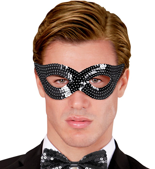 Augenmaske mit schwarzen Pailletten für Fasnacht und Karneval
