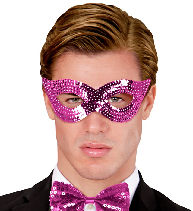Augenmaske mit pinken Pailletten für Fasnacht und Karneval
