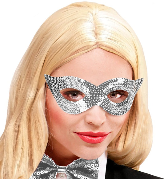 Augenmaske mit silbernen Pailletten für Fasnacht und Karneval
