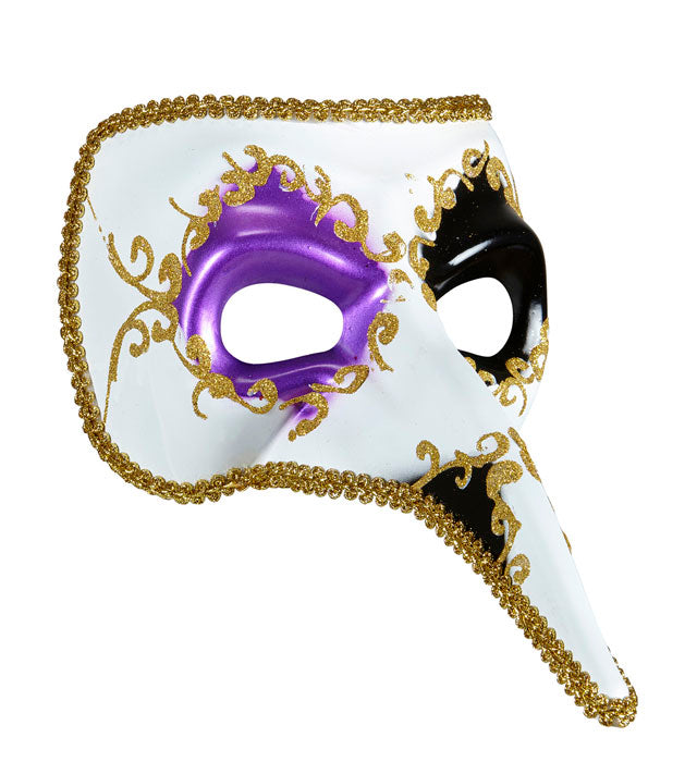 Venezianische Maske mit langer Nase in traditionellem Design