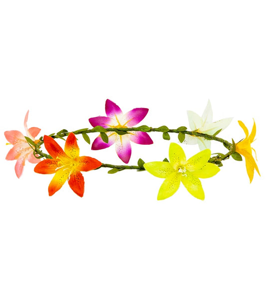 Stirnband mit farbenfrohen Hibiskusblüten für Fasnacht und Karneval