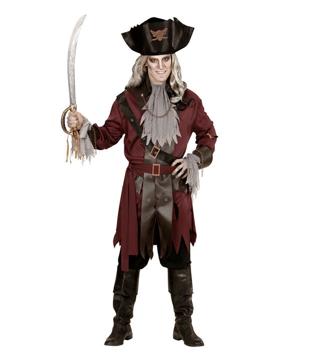 Captain Spook Piratenkostüm mit Jacke, Gürtel, Jabot, Stirnband und Hut