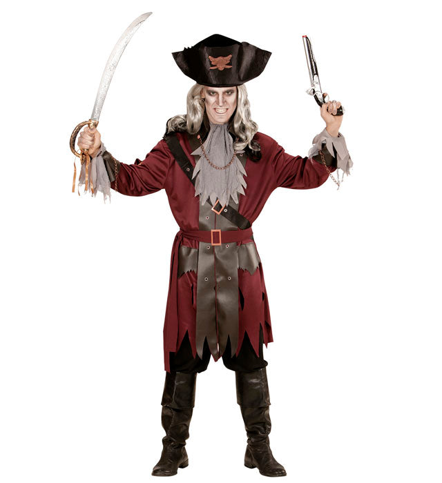 Captain Spook Piratenkostüm mit Jacke, Gürtel, Jabot, Stirnband und Hut
