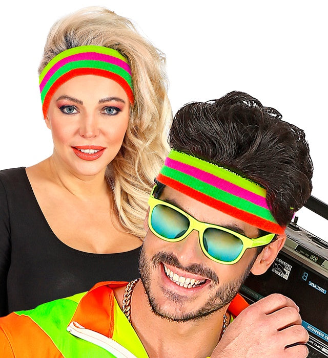 Mehrfarbiges Neon Stirnband mit leuchtenden Farben für Fasnacht und Party