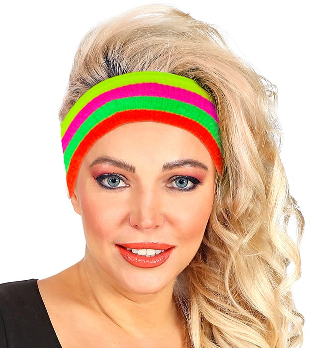 Mehrfarbiges Neon Stirnband mit leuchtenden Farben für Fasnacht und Party