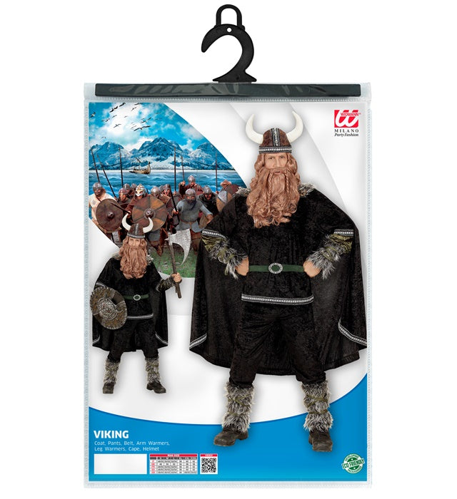 Wikinger-Kostüm mit Helm, Umhang, Gürtel und Stulpen für Fasnacht und Karneval