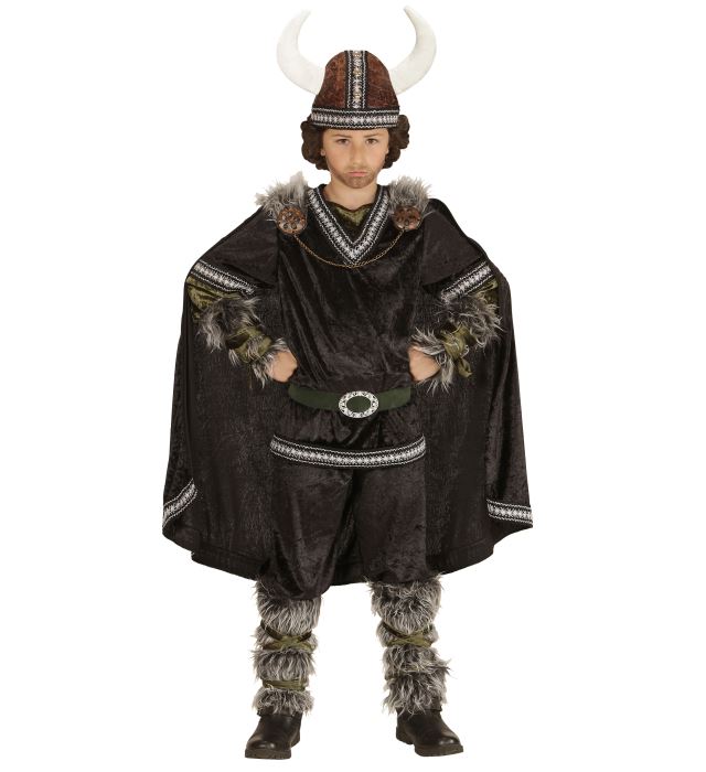 Vollständiges Wikinger-Kostüm mit Helm und Umhang für Fasnacht und Karneval