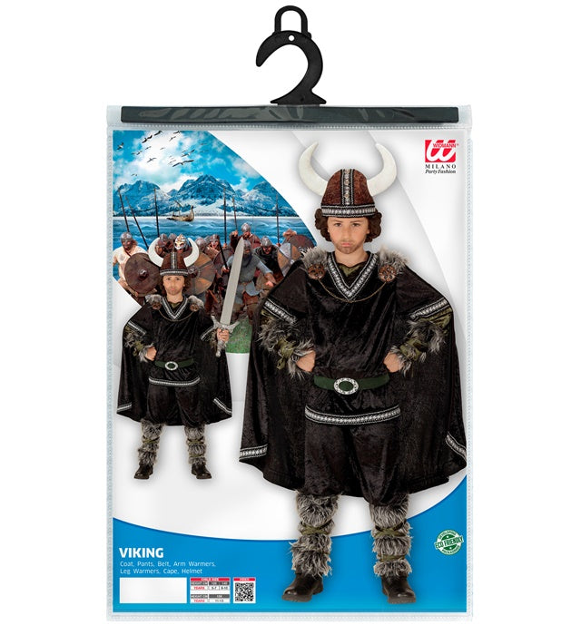 Vollständiges Wikinger-Kostüm mit Helm und Umhang für Fasnacht und Karneval