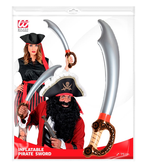 Aufblasbares Piratenschwert 75 cm in Schwarz und Rot für Fasnacht