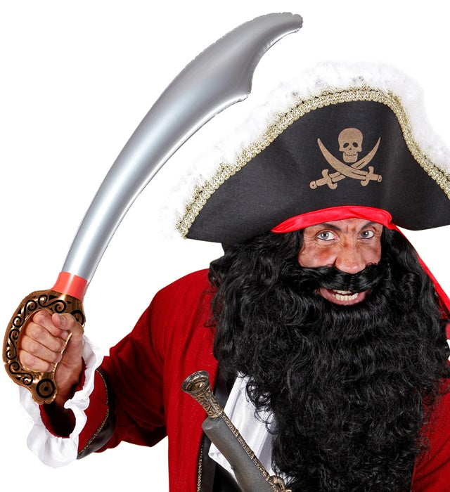 Aufblasbares Piratenschwert 75 cm in Schwarz und Rot für Fasnacht
