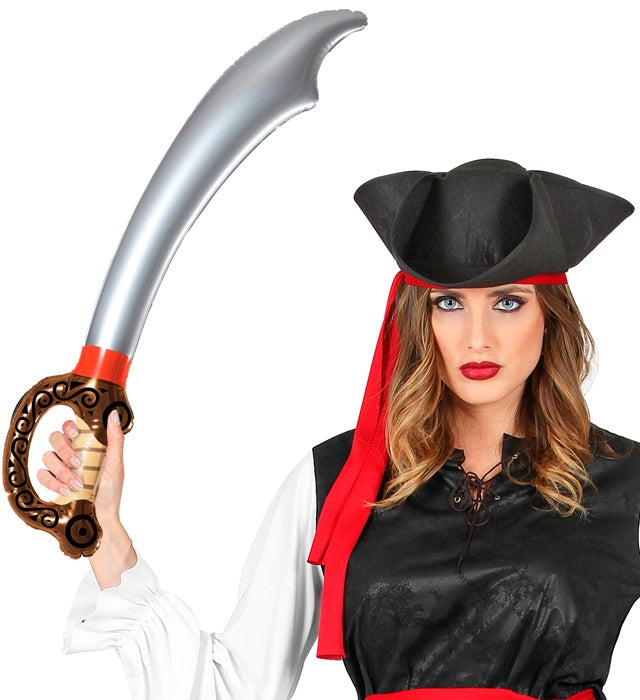 Aufblasbares Piratenschwert 75 cm in Schwarz und Rot für Fasnacht